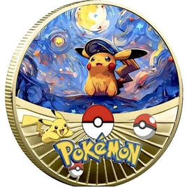 Pokemon Pikachu Painting Starry Sky Collectible Coin