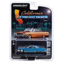 California Lowriders Blue 1972 Cadillac Coupe Devile Greenlight 1/64 Series 2