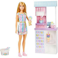 Barbie Ice Cream Shop Playset With 12 in Blonde Doll, Ice Cream Shop, Ice Cream Making Feature & Realistic Play Pieces