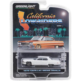 California Lowriders 1972 Cadillac Sedan DeVille White Greenlight Diecast 1/64 Series 3