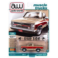 1987 Chevy Silverado R10 Fleetside Tan & Red Auto World Diecast 1:64