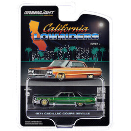 1971 Cadillac Coupe DeVille Blacktop California Lowriders Greenlight 1/64 Series 5